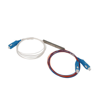 Divisor de aço do Plc da fibra ótica 1x2 do PVC G657A1 0.9mm 1m SC/APC do tubo